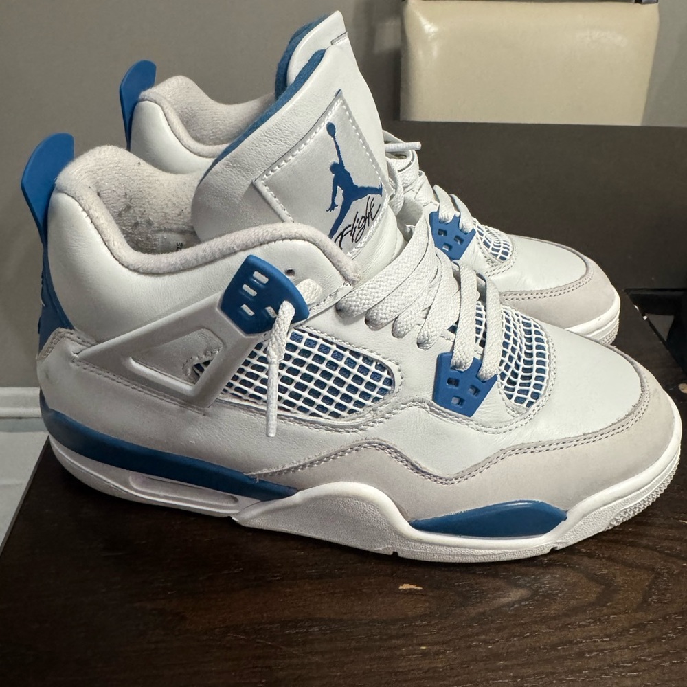 White and Blue Basketball Sneakers